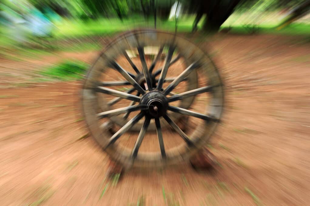 photo of old wagon wheel