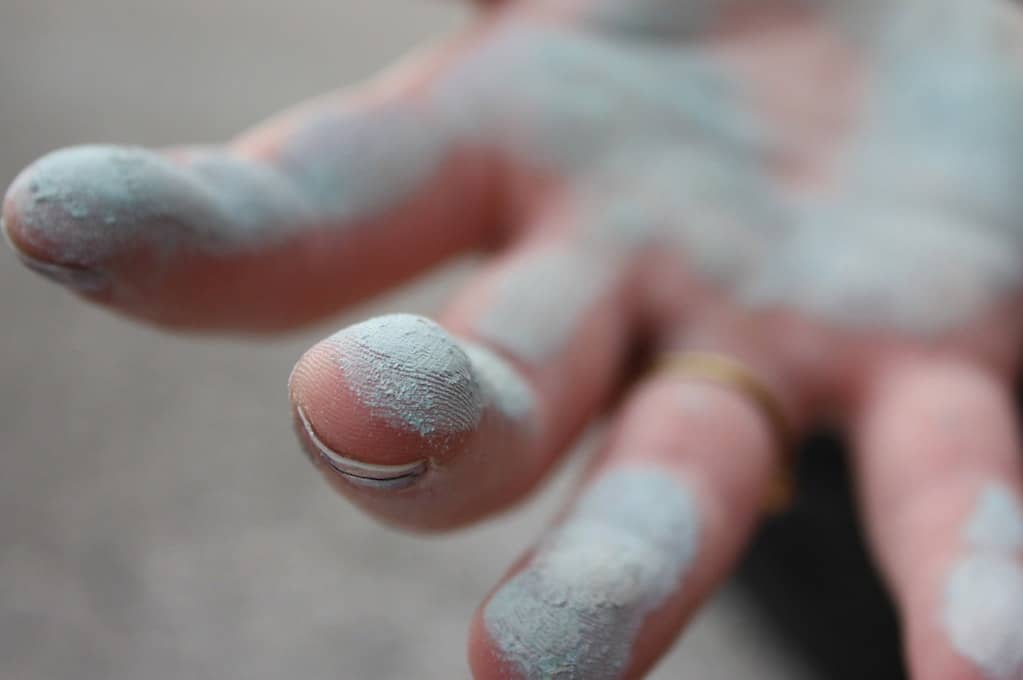 photo of hand covered in chalk