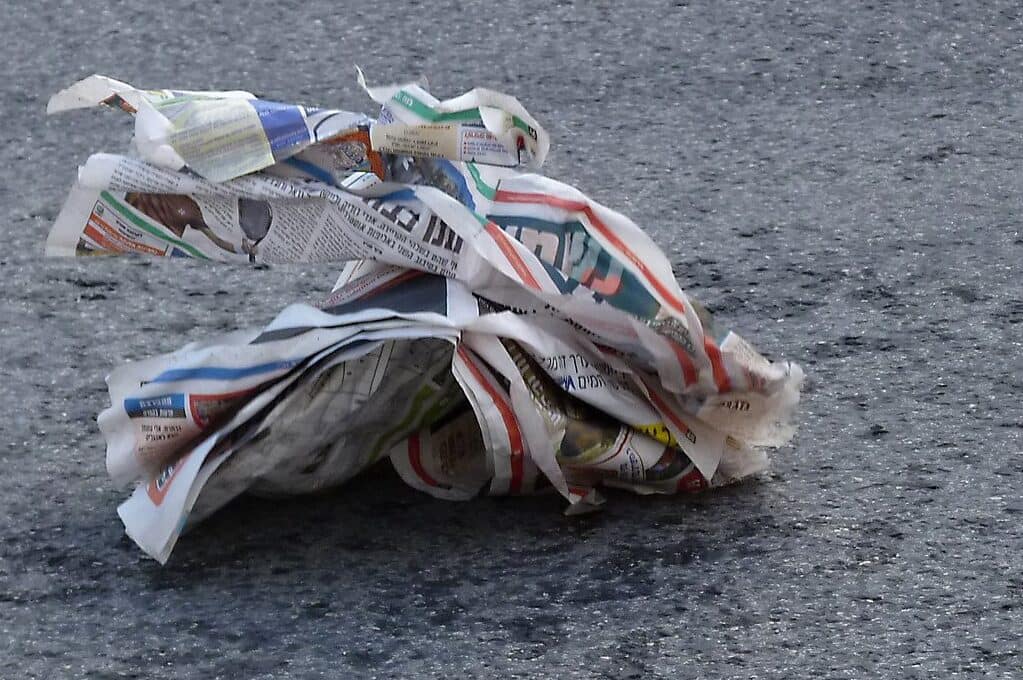 photo of balled up newspaper