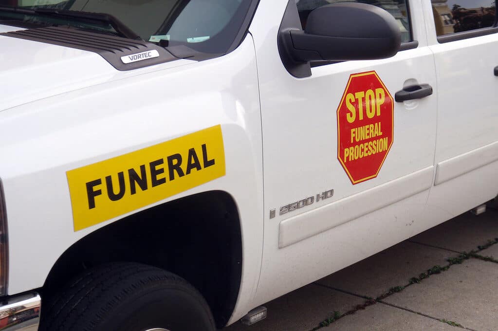 photo of funeral procession vehicle