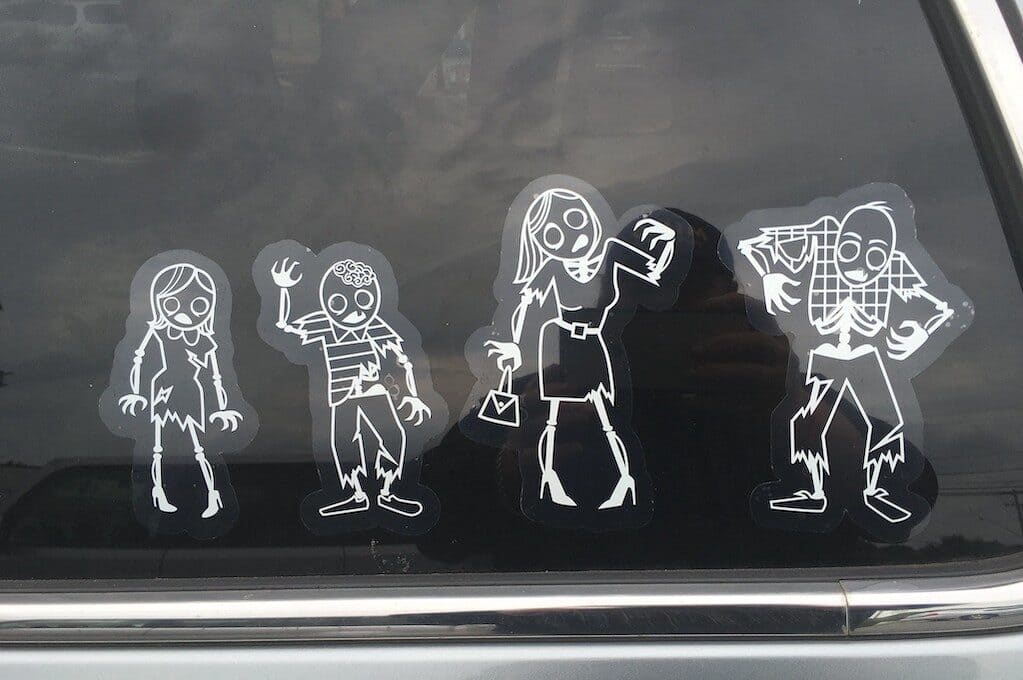 car rear window zombie family stickers