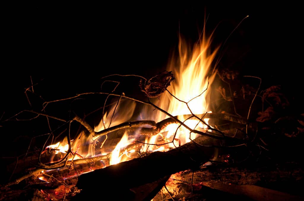 photo of a campfire at night