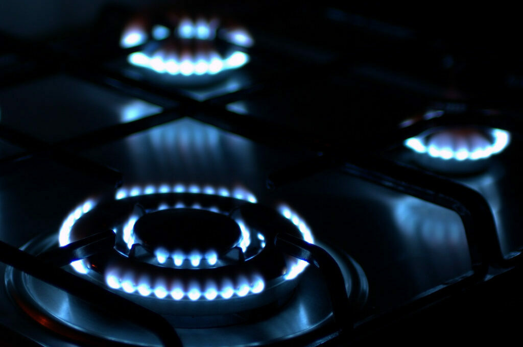 photo of gas burning stove