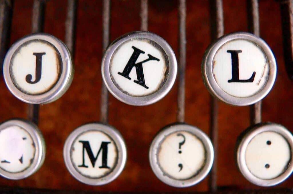 zoomed in photo of old typewriter keys
