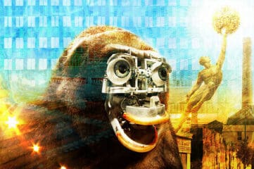 image of a gorilla with a robot face