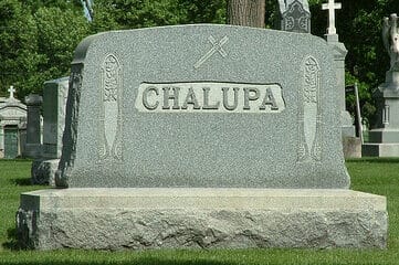 photo of grave marker inscribed with the name "Chalupa"
