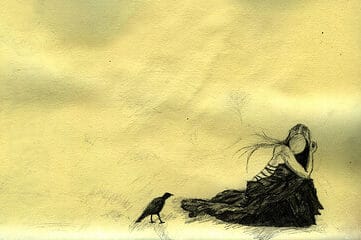 illustration of a girl with a bird