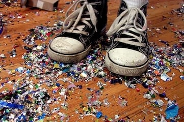 photo of shoes standing in confetti
